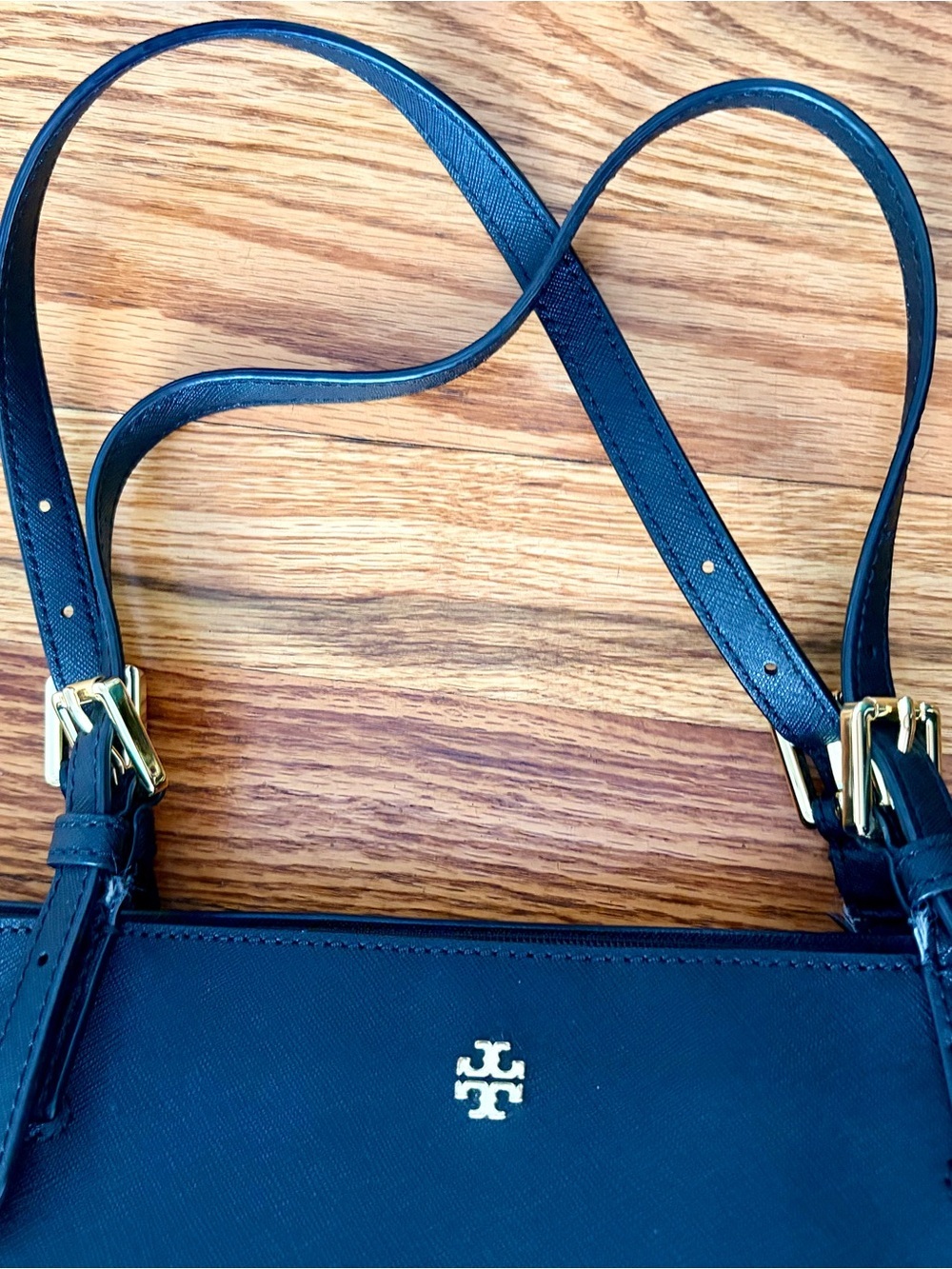 Tory Burch York Buckle Black Leather Tote with Gold Logo Hardware - Picture 13 of 13